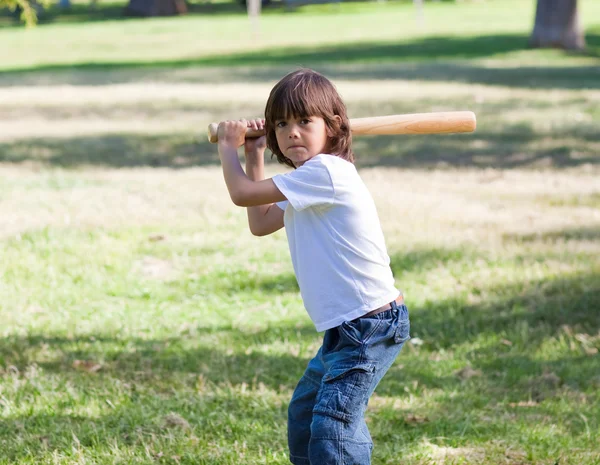 可爱小孩玩棒球的肖像 — 图库照片