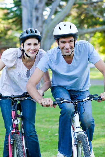 stock image Animated couple riding a bike