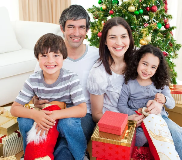 Rodinný portrét vánoční — Stock fotografie