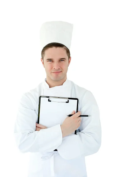 Cook holding a pen — Stock Photo, Image