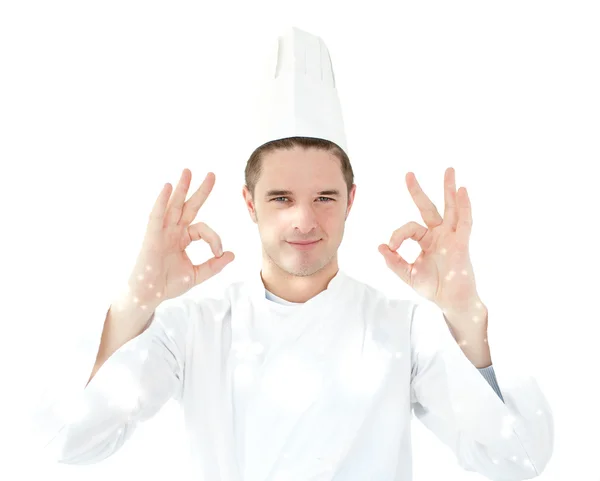 Cook giving hand signal — Stock Photo, Image