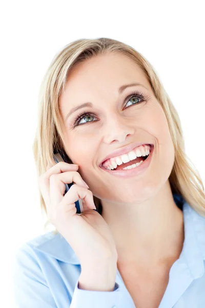 Laughing woman calling — Stock Photo, Image