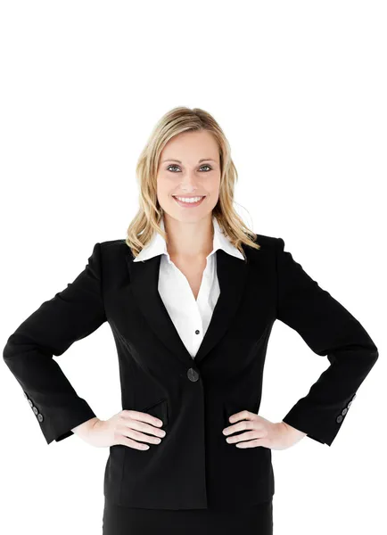 Geschäftsfrau vor weißem Hintergrund — Stockfoto