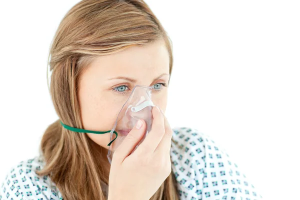 Female young patient with a mask — Stock Photo, Image