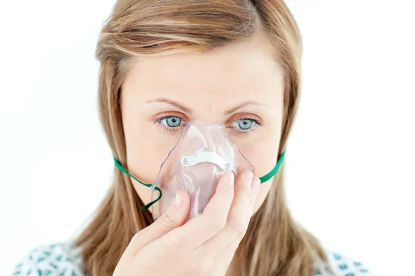 Diseased young woman wearing a mask — Stock Photo, Image