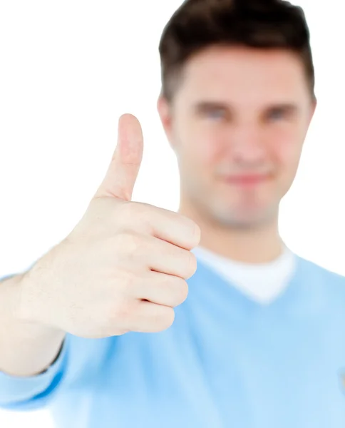 Positive man with thumb up — Stock Photo, Image