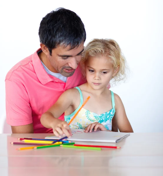 Father explain something to his little daughter Stock Photo