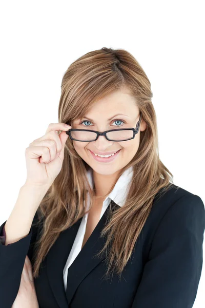 Портрет самодостатньої бізнес-леді в окулярах — стокове фото