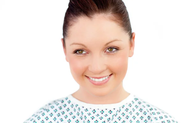 Porträt einer entzückten Patientin, die in die Kamera lächelt — Stockfoto