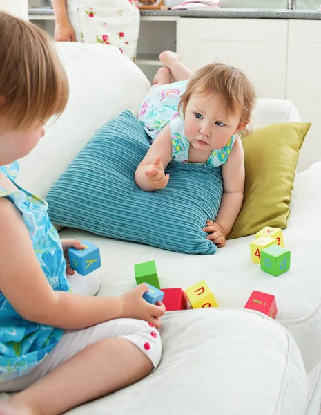 Adorable sweet siblings playing together — Stock Photo, Image
