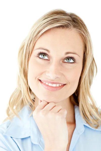 Portrait of a pensive businesswoman smiling at the camera — Stock Photo, Image