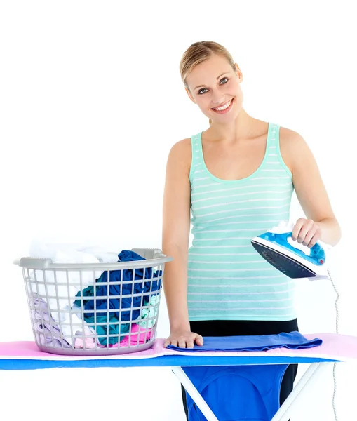 Cute woman ironing — Stock Photo, Image