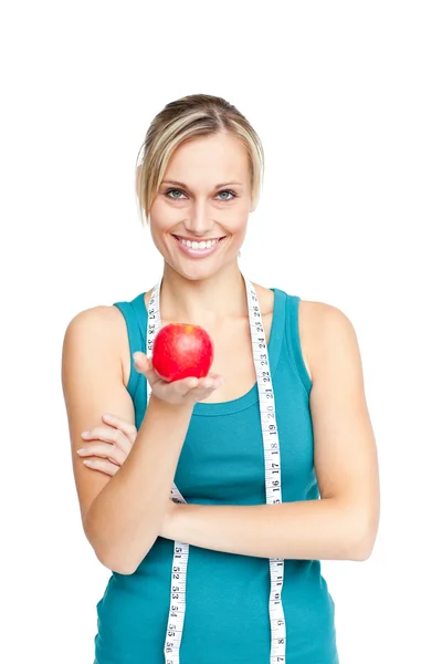 Beautiful woman with an apple — Stock Photo, Image
