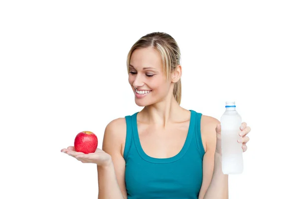 苹果和水的女人 — 图库照片