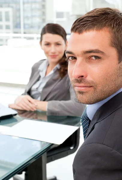 Charismatic businessman during a meeting with his colleague — Stock Photo, Image