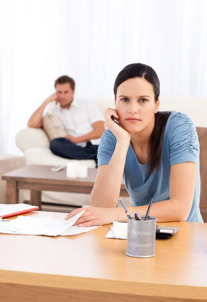 Couple sulking after doing their account together — Stock Photo, Image