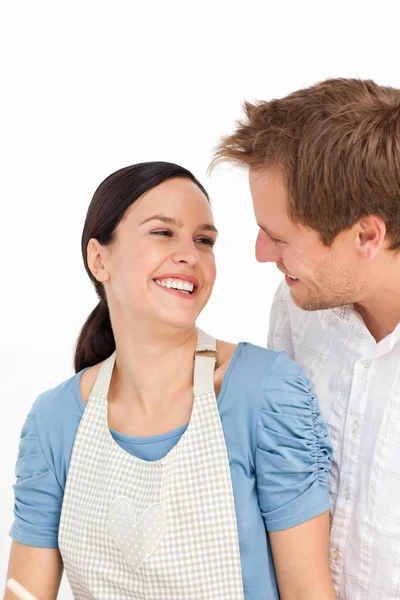 Passionate couple cooking together — Stock Photo, Image