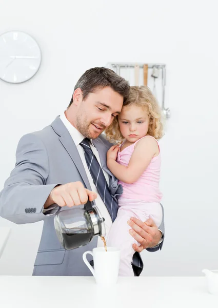Father having breakfast with her daughter — Stock Photo, Image