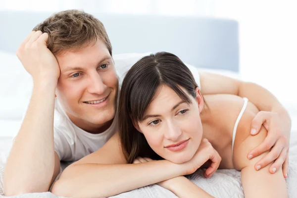 Cute lovers looking at the camera — Stock Photo, Image