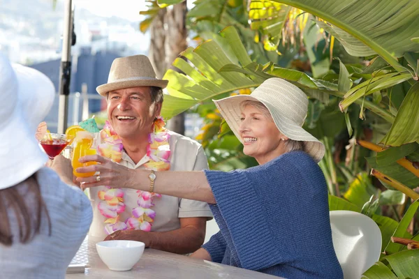 Friends drinking together under the sun — Stock Photo, Image