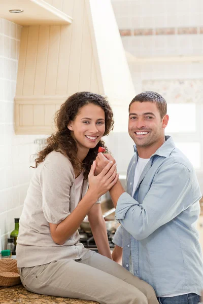 Lovely couple looking at the camera — Stock Photo, Image