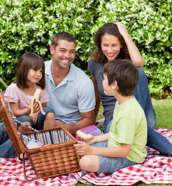 Family picnicking in the garden — Stock Photo, Image