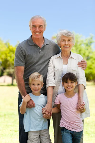 Grandparents with their grandchildren in the park — Stock Photo, Image