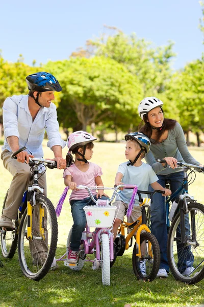 Famiglia con le bici — Foto Stock