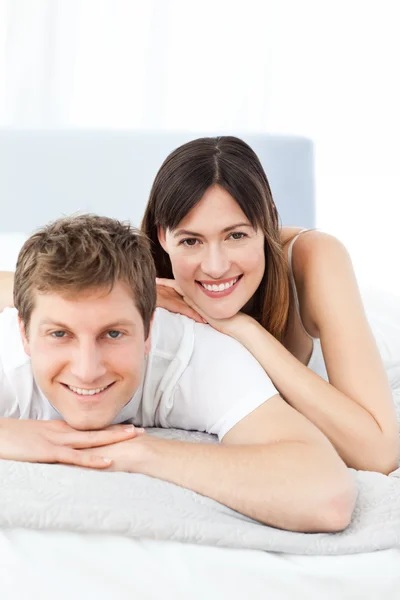 Cute lovers looking at the camera Stock Image