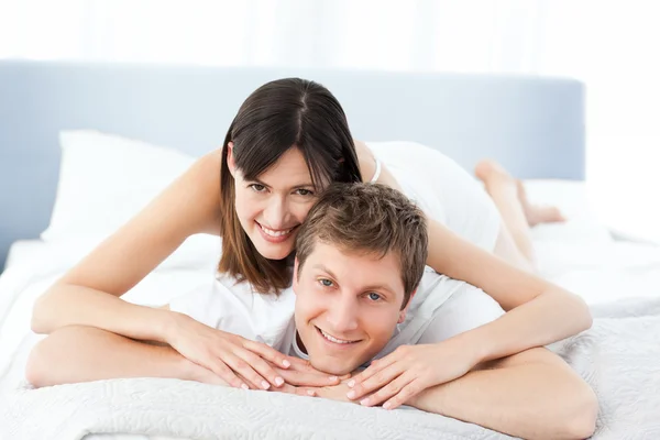 Cute lovers looking at the camera Royalty Free Stock Images