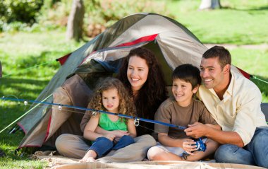 Joyful family fishing clipart