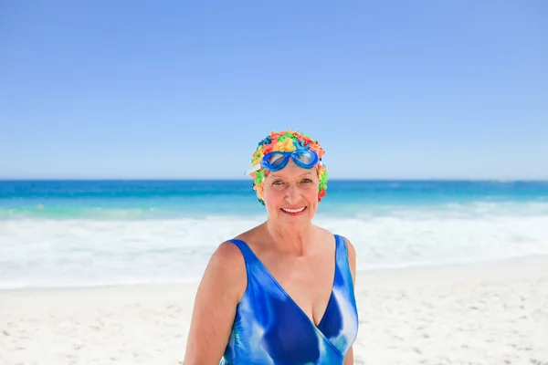 stock image Senior woman in swimsuit