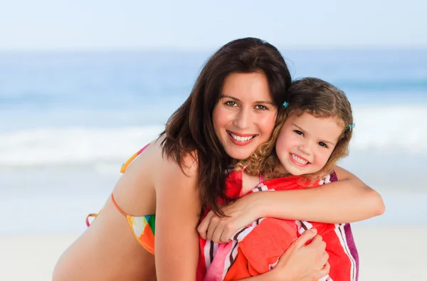Mother with her daughter in a towel — Stock Photo, Image
