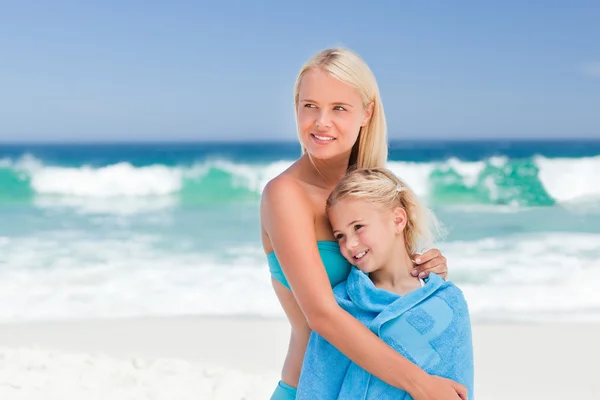 Mother with her daughter in her towel — Stock Photo, Image