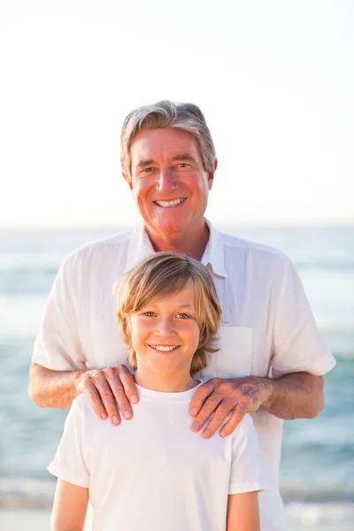 Portrait of a Grandfather with his grandson — Stock Photo, Image