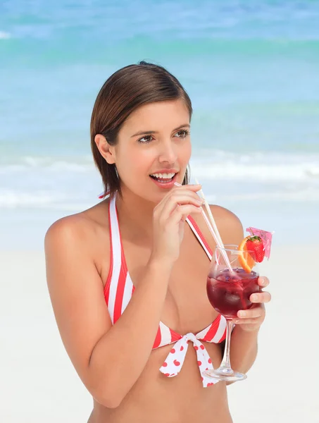 Lovely woman drinking a cocktail — Stock Photo, Image