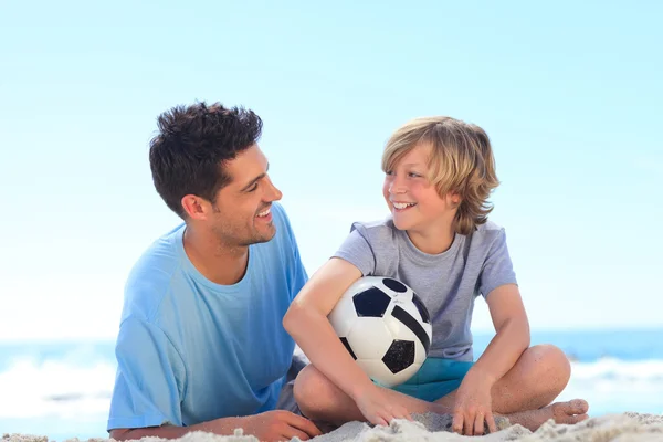 Father and his son with a ball — Stock Photo, Image