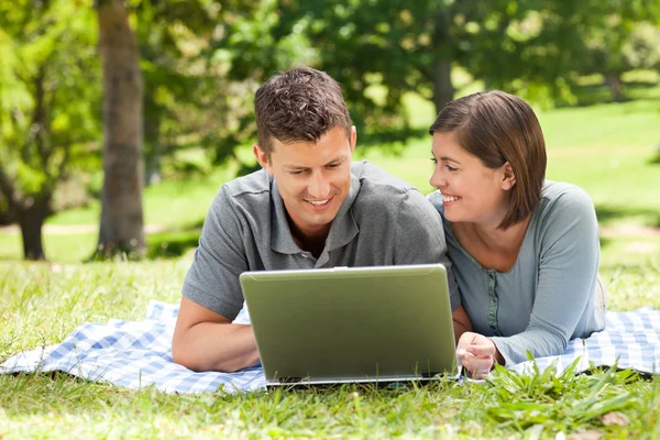 Lovers working on their laptop — Stock Photo, Image