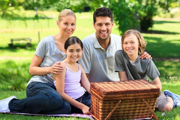 Šťastný rodinný piknik v parku — Stock fotografie