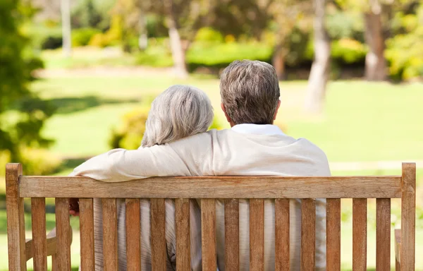 Lovers on the bench — Stock Photo, Image