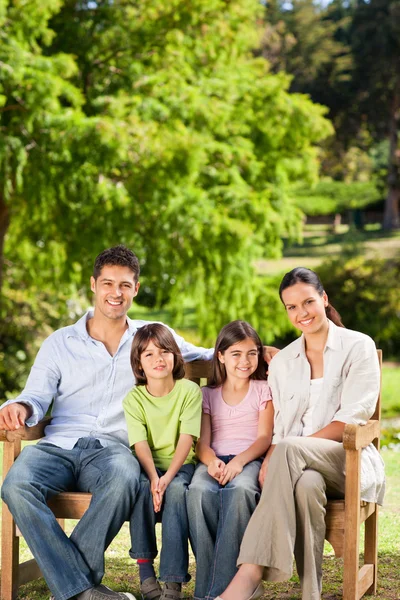 Family on the bench — Stock Photo, Image