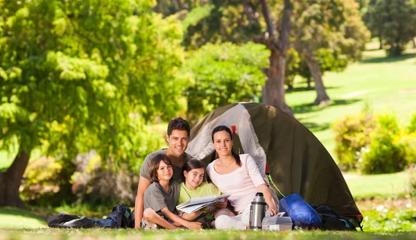 家人在公园露营 — 图库照片