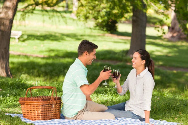若いカップルは公園でピクニック — ストック写真