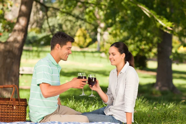 Fiatal pár, a park piknik — Stock Fotó