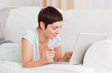 Woman shopping online clipart