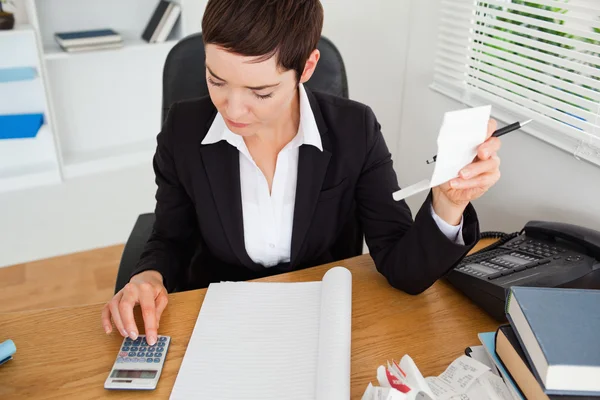 Active accountant checking receipts — Stock Photo, Image