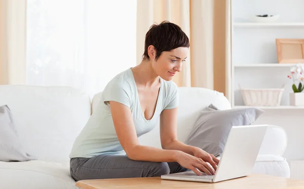 Woman working with a laptop Royalty Free Stock Images