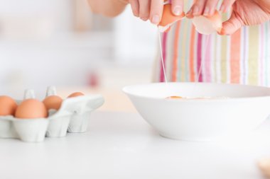 Woman with eggs and a bowl clipart