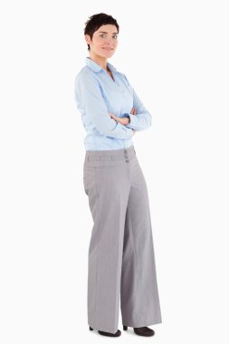 Dark-haired woman standing up clipart