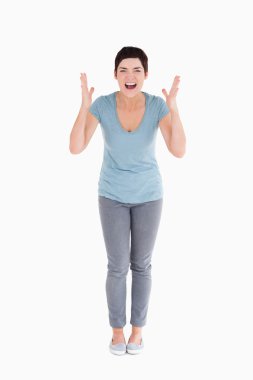 Mad woman screaming at someone clipart